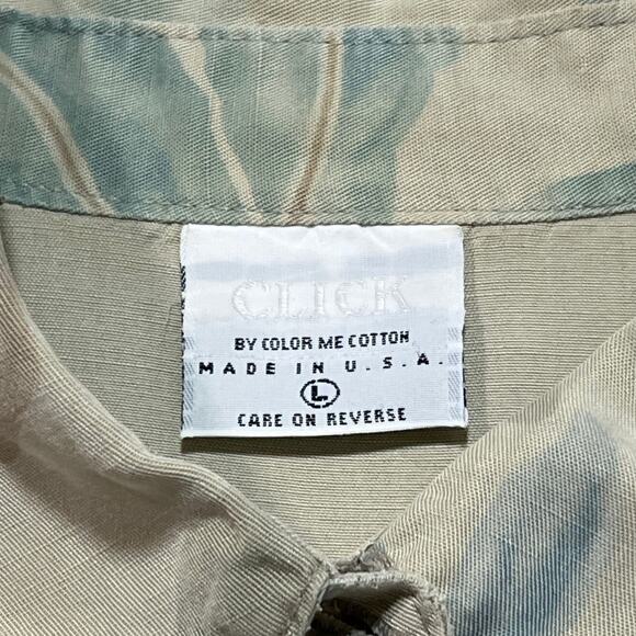 Click Color Me Cotton CMC Size Large Tencel Hawaiian Button Up Shirt Floral Top - Picture 3 of 6